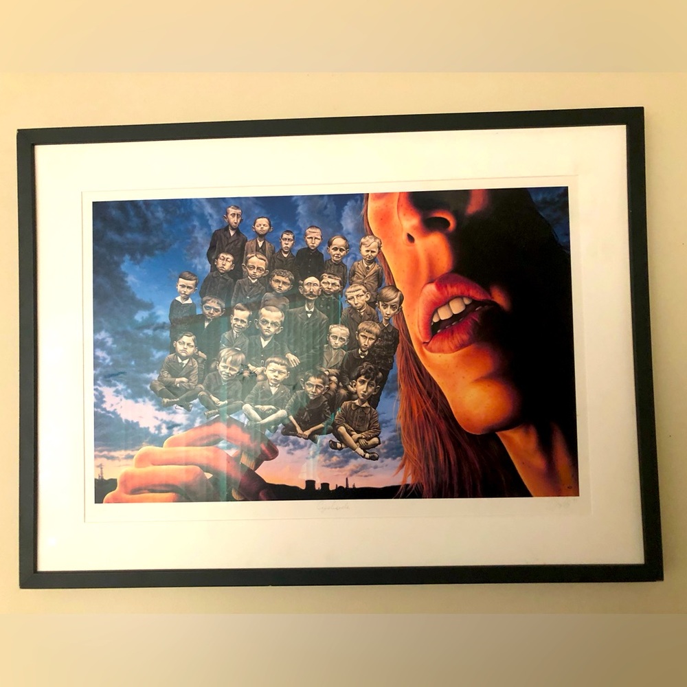 Eric White Czechsicle (42/100) signed framed art print surrealism DAMAGED 1999